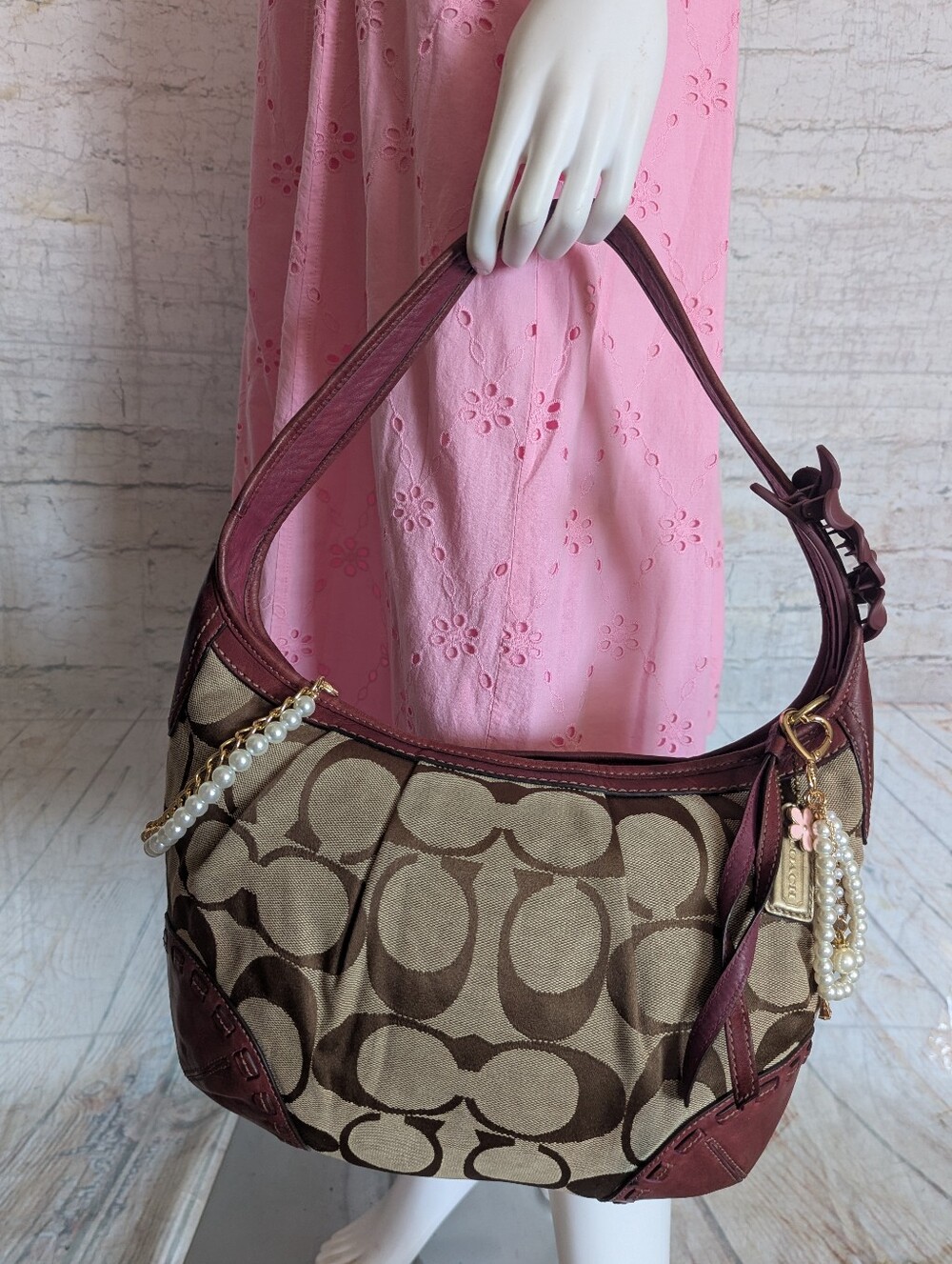 vintage Coach Ergo Signature Pleated Hobo Shoulder Bag - Picture 14 of 14